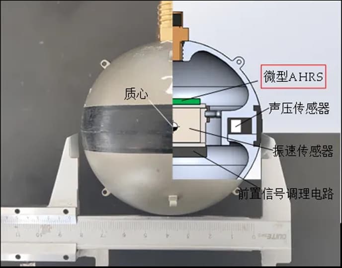 內(nèi)置微型AHRS系統(tǒng)的矢量水聽器結(jié)構(gòu)剖面.jpg